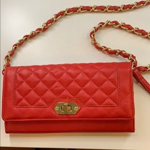 Red shoulder clutch bag